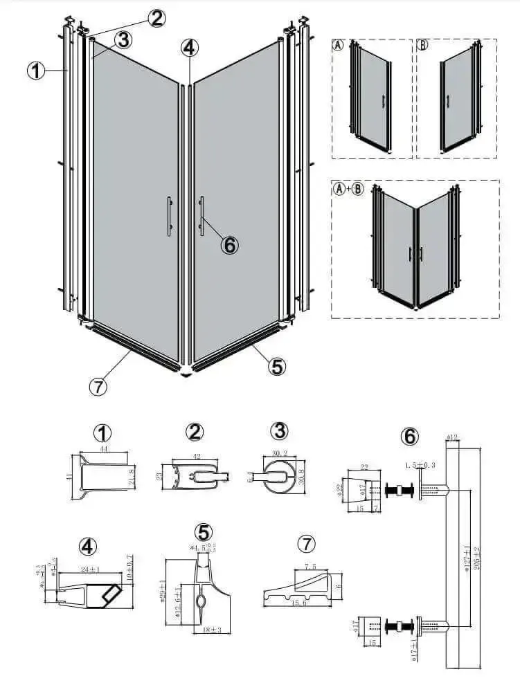 Box Doccia H190 Battente Totale Interno Esterno e Fisso