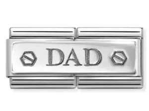 CLASSIC DOUBLE ENGRAVED, STEEL, AND 925 SILVER DAD WITH HEX SCREWS