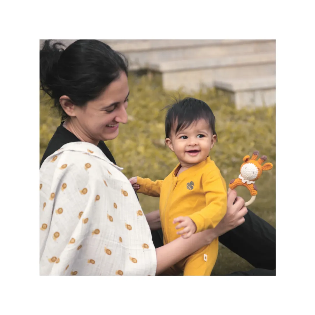DULAAR Organic Ribbed Cotton Bodysuit (Set of 2) - Sunny Mustard   Natural Sage