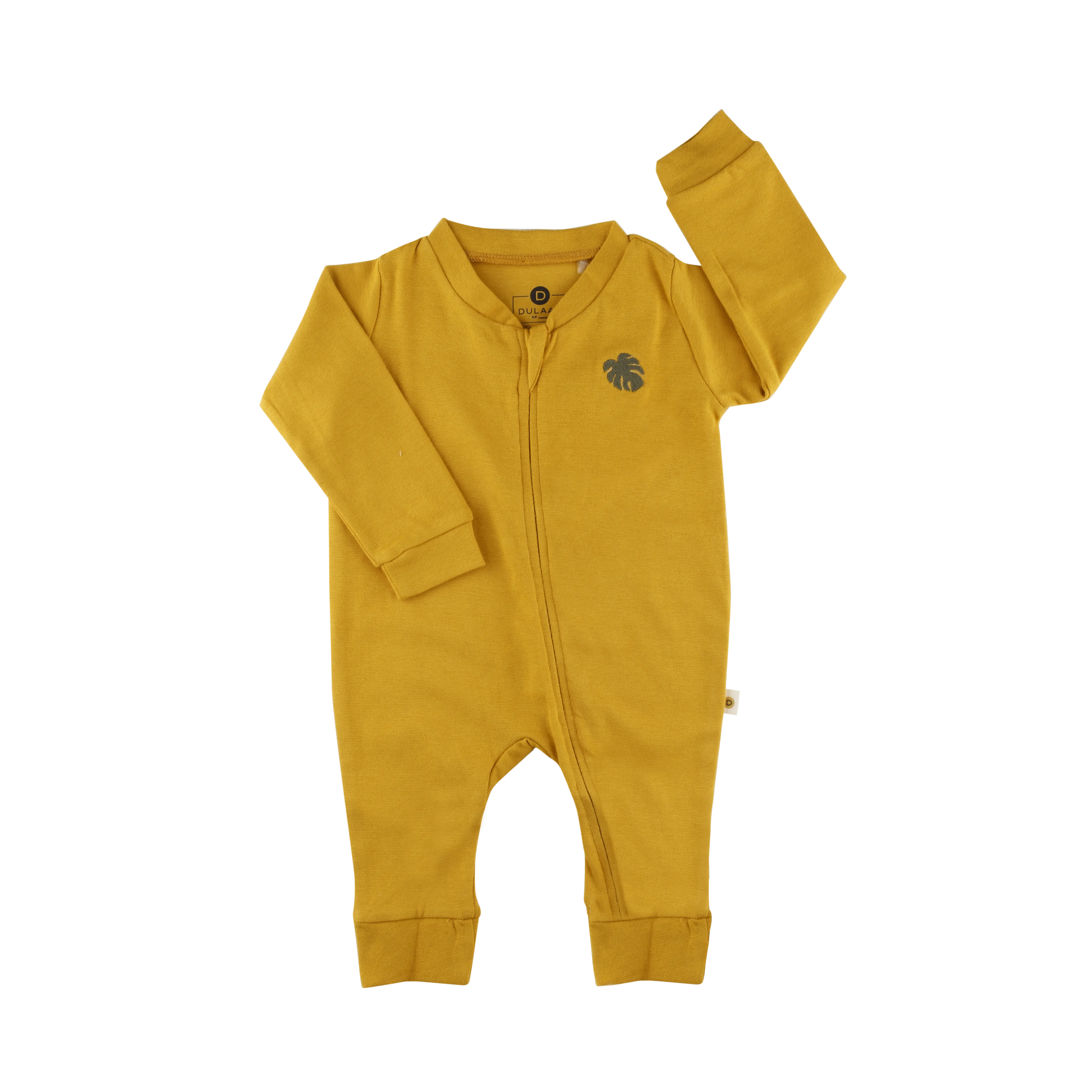 DULAAR Organic Ribbed Cotton Bodysuit (Set of 2) - Sunny Mustard   Natural Sage