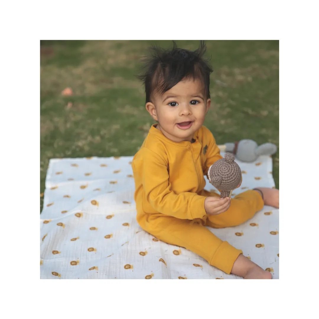 DULAAR Organic Ribbed Cotton Bodysuit (Set of 2) - Sunny Mustard   Natural Sage