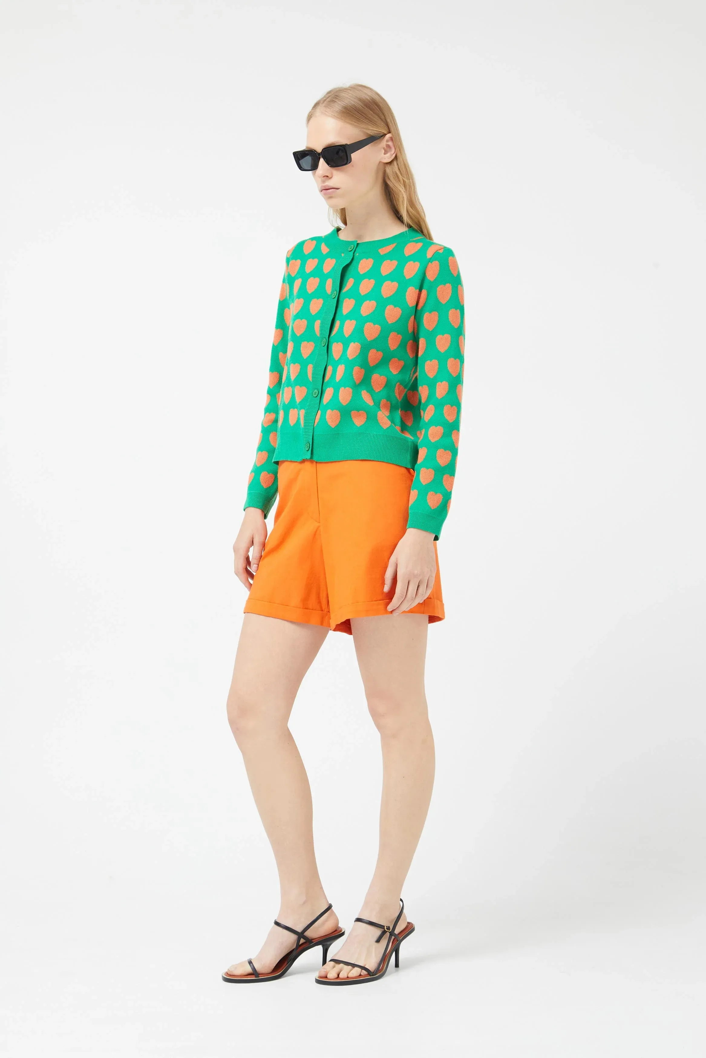 Green Heart Intarsia Cardigan