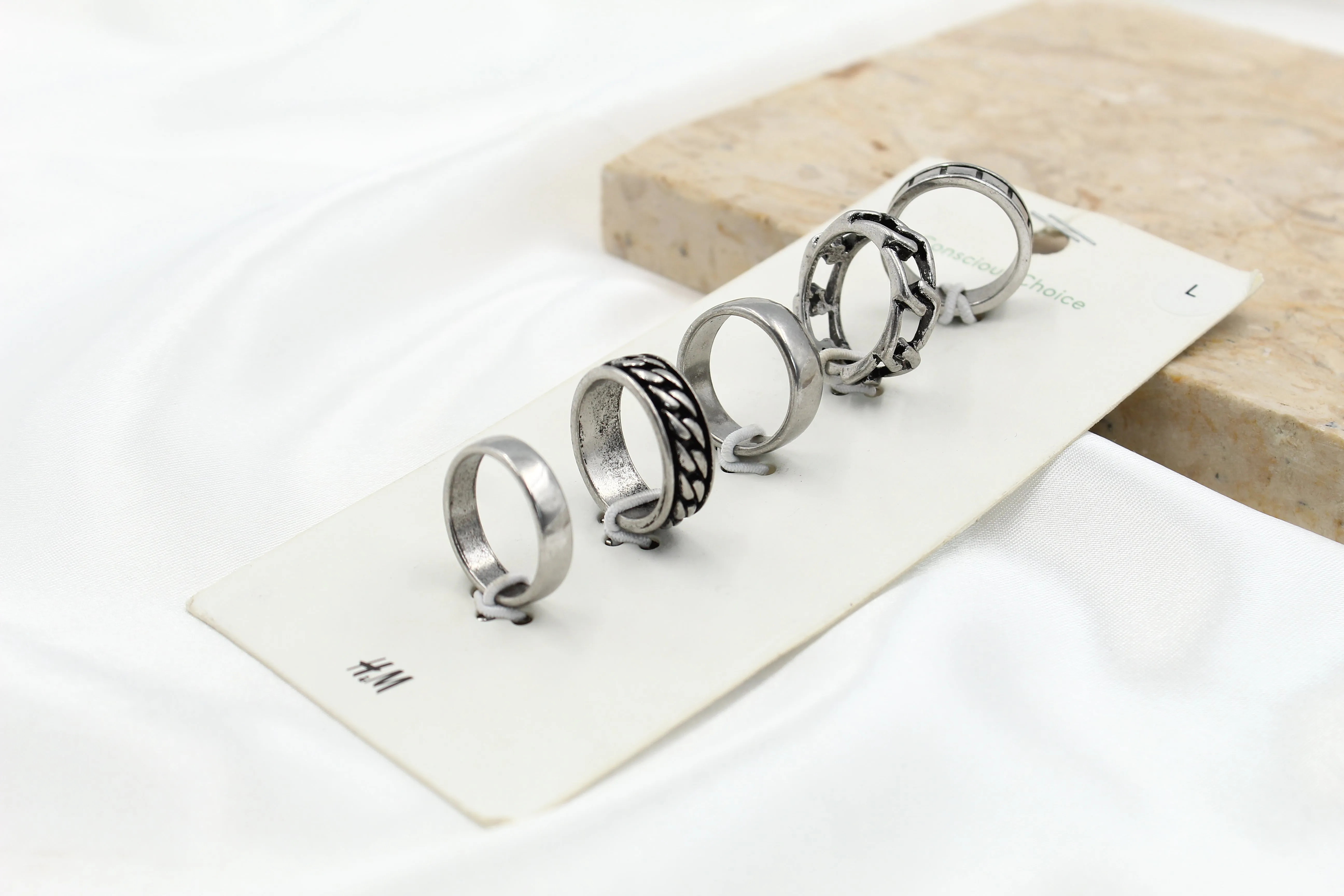 H & M Stainless Rings 5 Piece