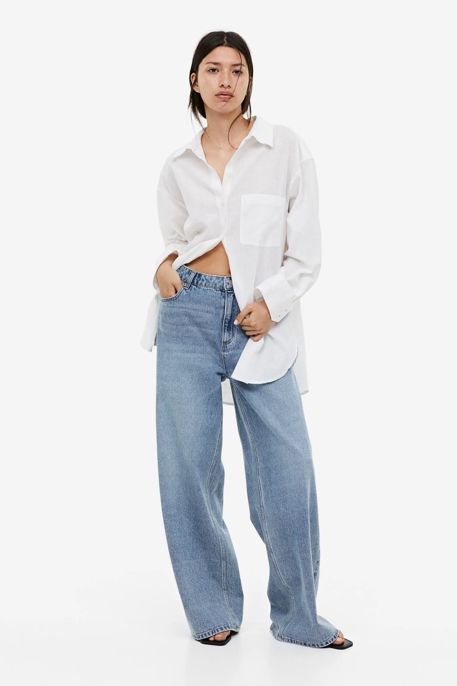 H&M Linen-blend shirt, white