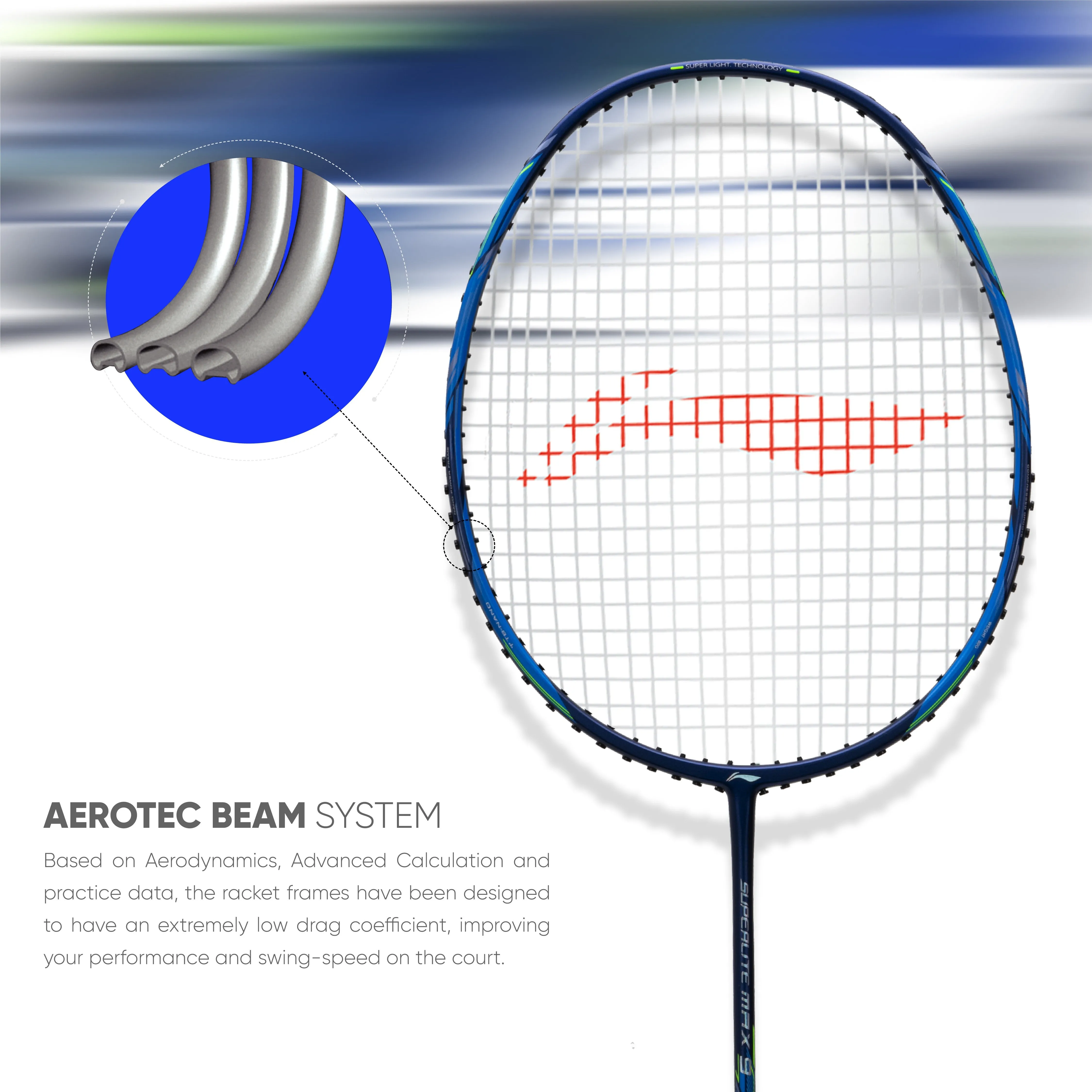 Li-Ning G-Force Superlite Max 9 Strung Badminton Racquet (Blue)