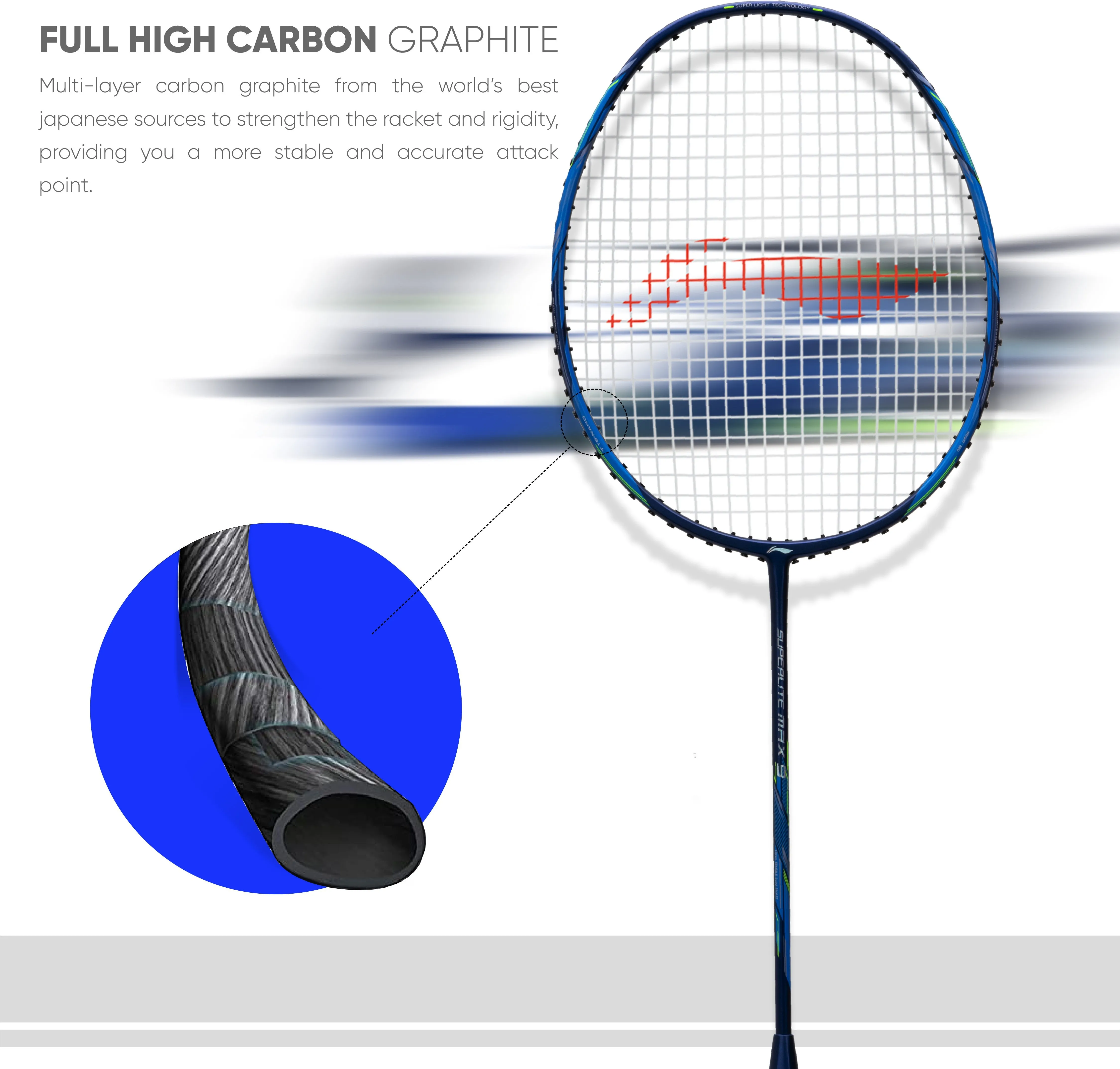 Li-Ning G-Force Superlite Max 9 Strung Badminton Racquet (Blue)