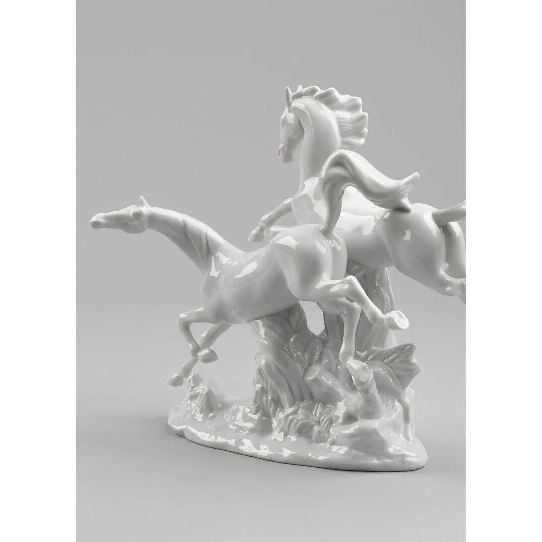 Lladro Horses Galloping Figurine