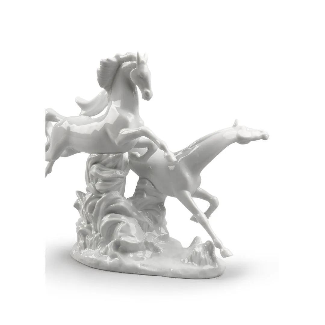 Lladro Horses Galloping Figurine