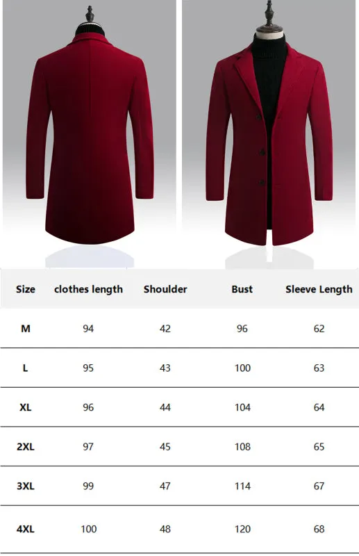 Men's Long Woolen Coat