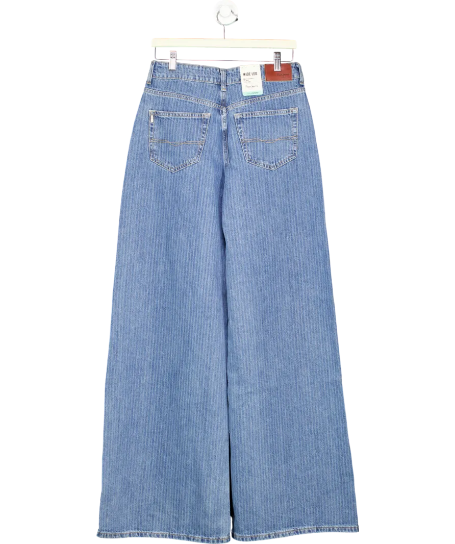Pepe Jeans Blue Pinstriped High-rise Wide Fit Jeans - Jaimy L34 W28